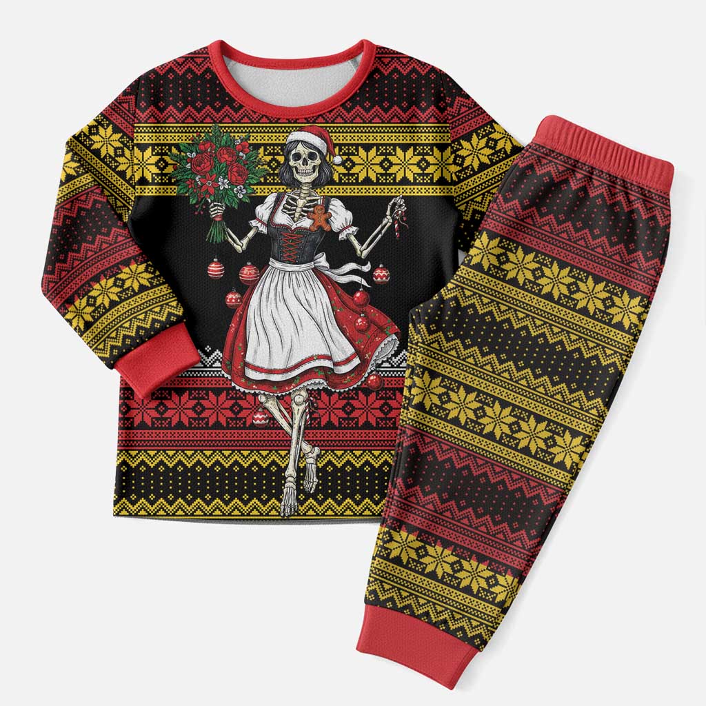 Dirndl Skeleton Dance Christmas Pajama Set Bavarian Gothic Christmas - Wonder Print Shop