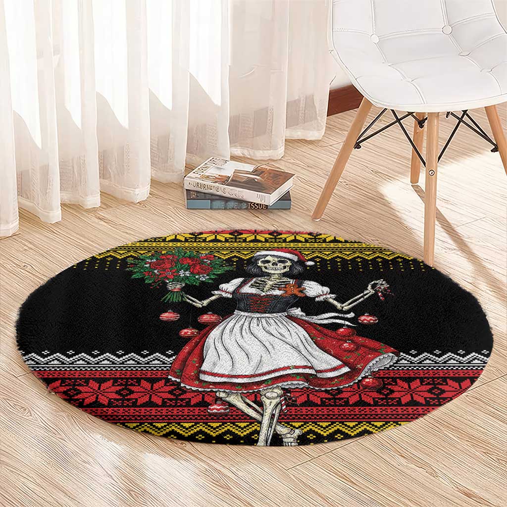 Dirndl Skeleton Dance Round Carpet Bavarian Gothic Christmas - Wonder Print Shop