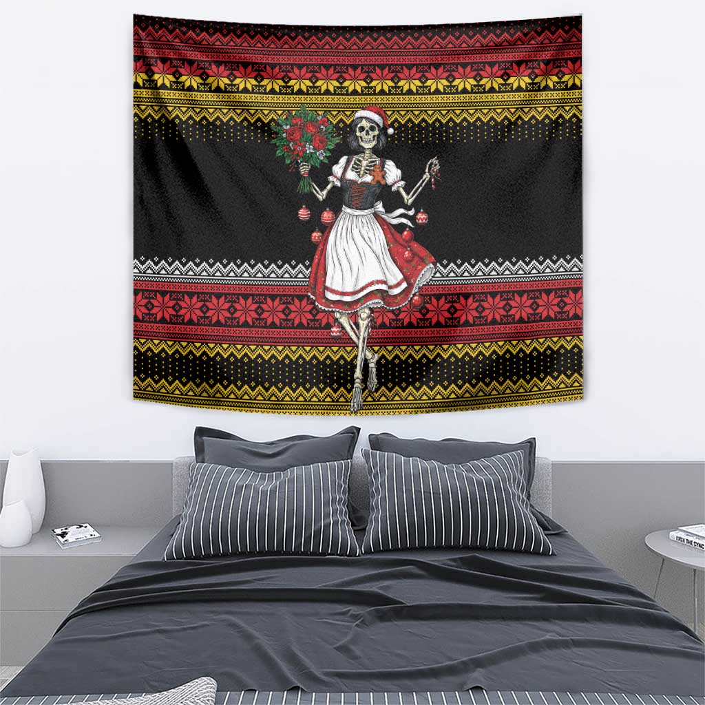 Dirndl Skeleton Dance Tapestry Bavarian Gothic Christmas - Wonder Print Shop