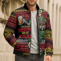Lederhosen Skeleton Dance Bomber Puffer Jacket Bavarian Gothic Christmas - Wonder Print Shop