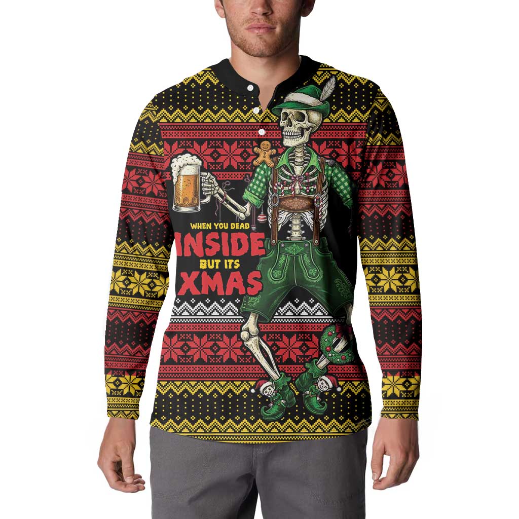 Lederhosen Skeleton Dance Button Sweatshirt Bavarian Gothic Christmas - Wonder Print Shop