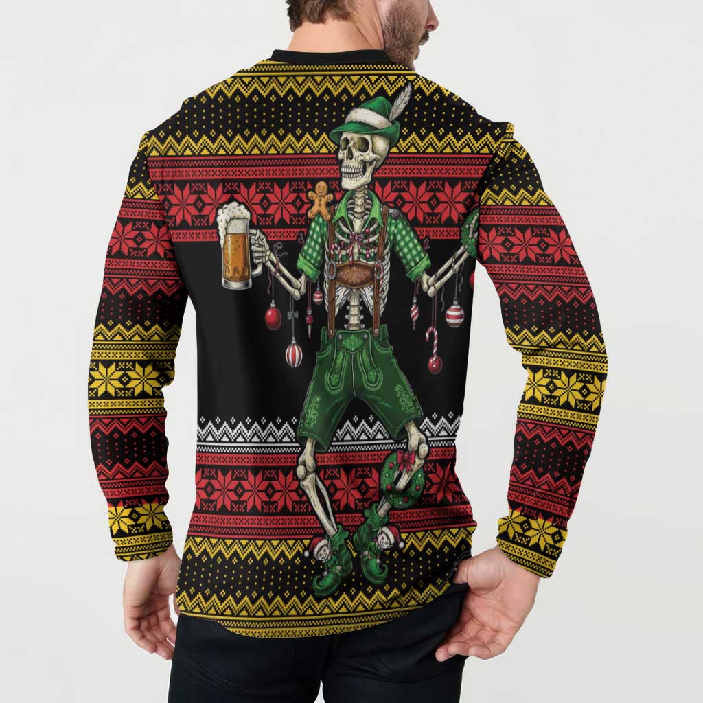 Lederhosen Skeleton Dance Button Sweatshirt Bavarian Gothic Christmas - Wonder Print Shop