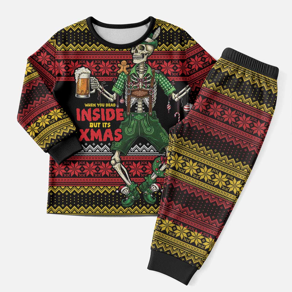 Lederhosen Skeleton Dance Christmas Pajama Set Bavarian Gothic Christmas - Wonder Print Shop