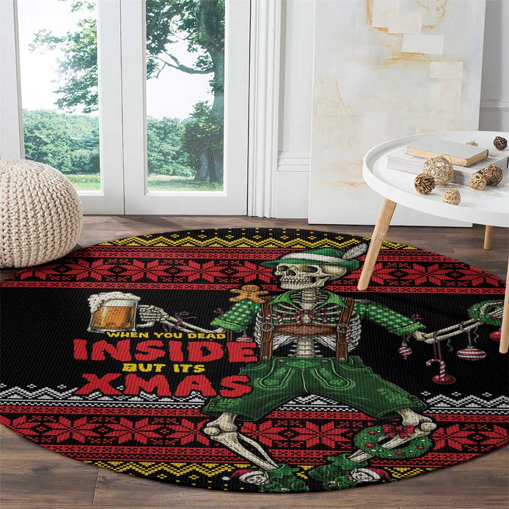 Lederhosen Skeleton Dance Round Carpet Bavarian Gothic Christmas - Wonder Print Shop