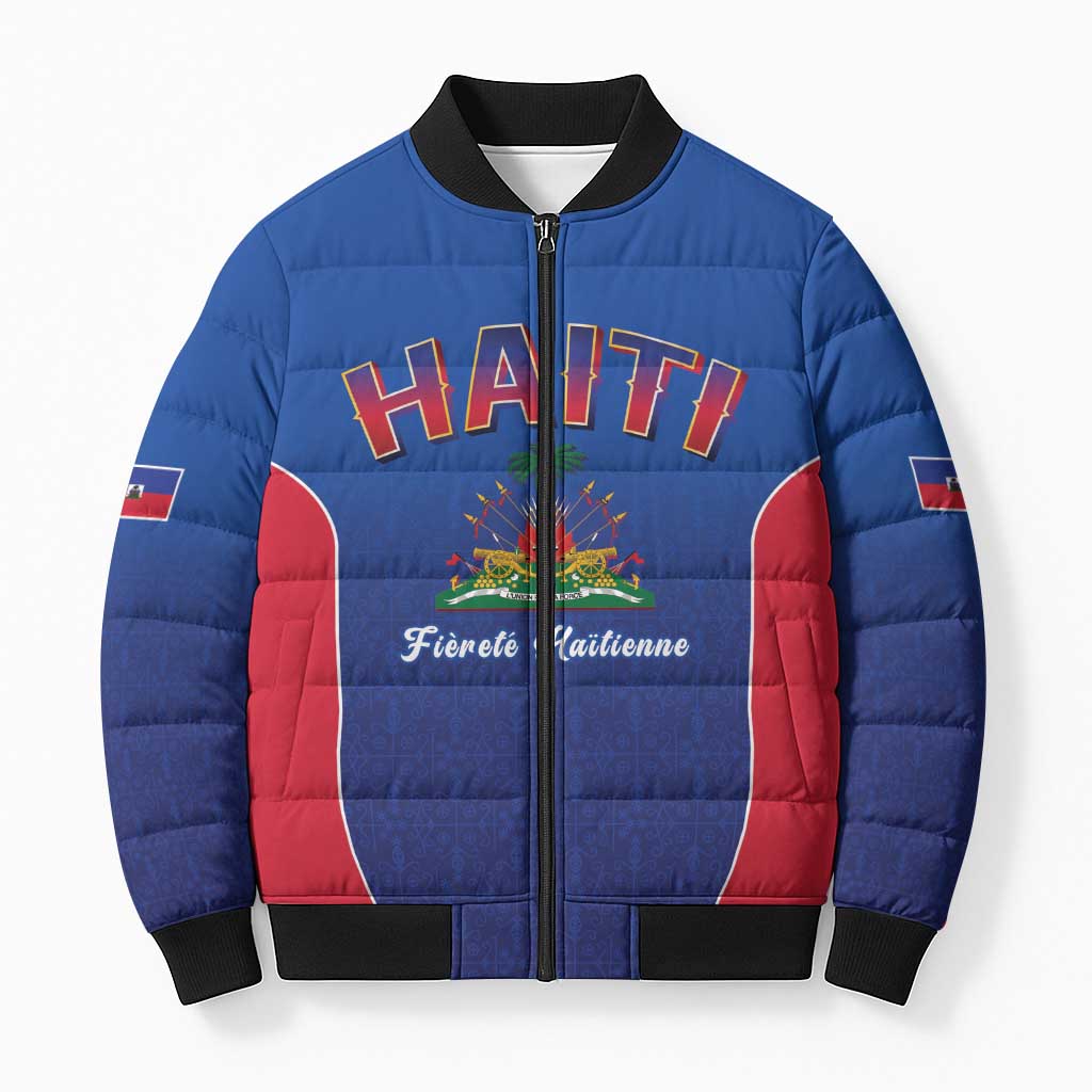 World Football Haiti 2026 Bomber Puffer Jacket Haiti est de Retour Blue Voodoo Veve Spirits - Wonder Print Shop