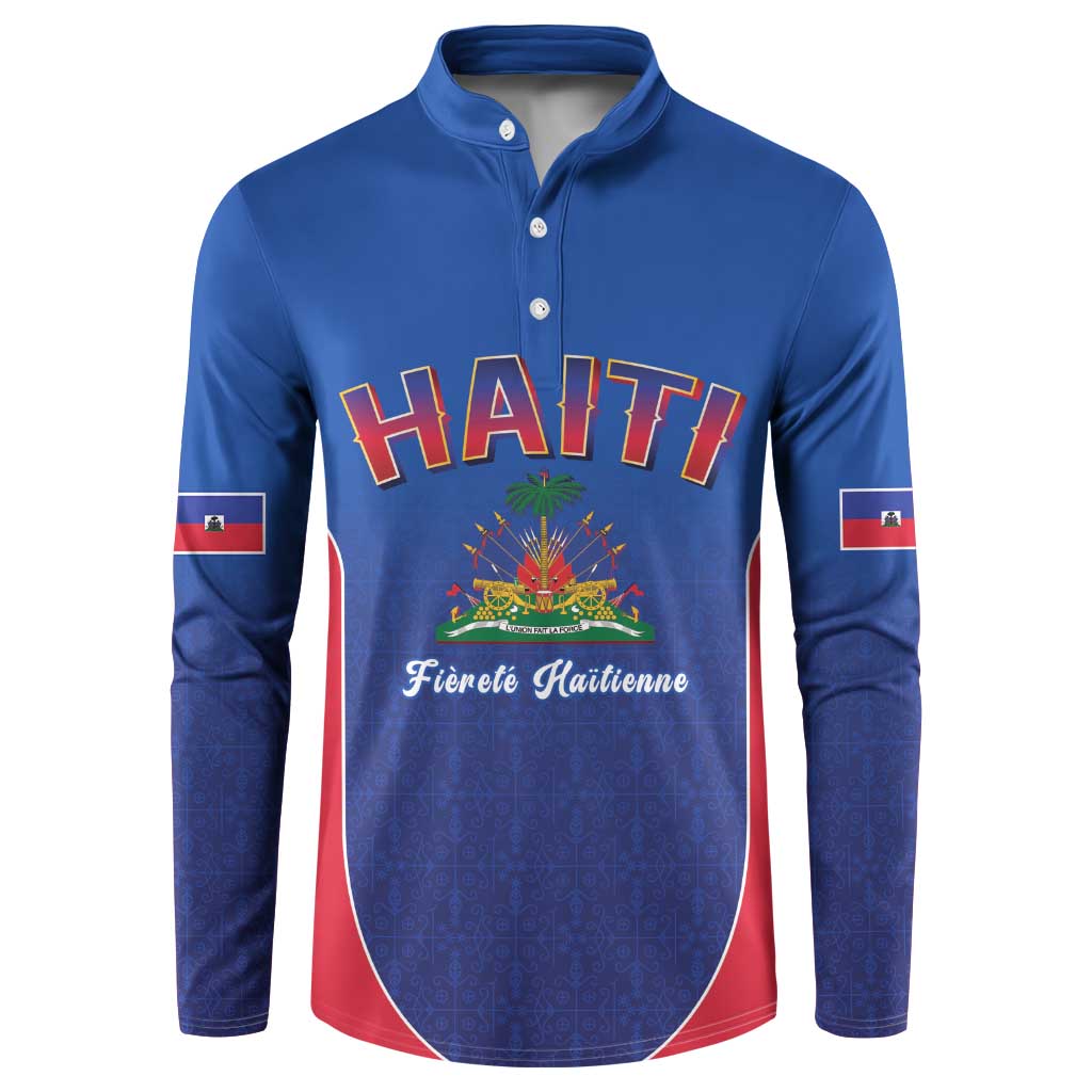 World Football Haiti 2026 Button Sweatshirt Haiti est de Retour Blue Voodoo Veve Spirits - Wonder Print Shop