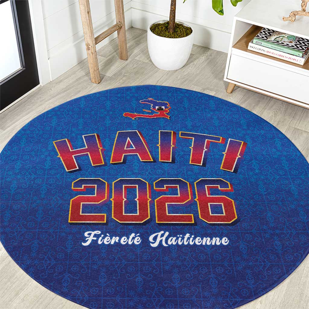 World Football Haiti 2026 Round Carpet Haiti est de Retour Blue Voodoo Veve Spirits - Wonder Print Shop
