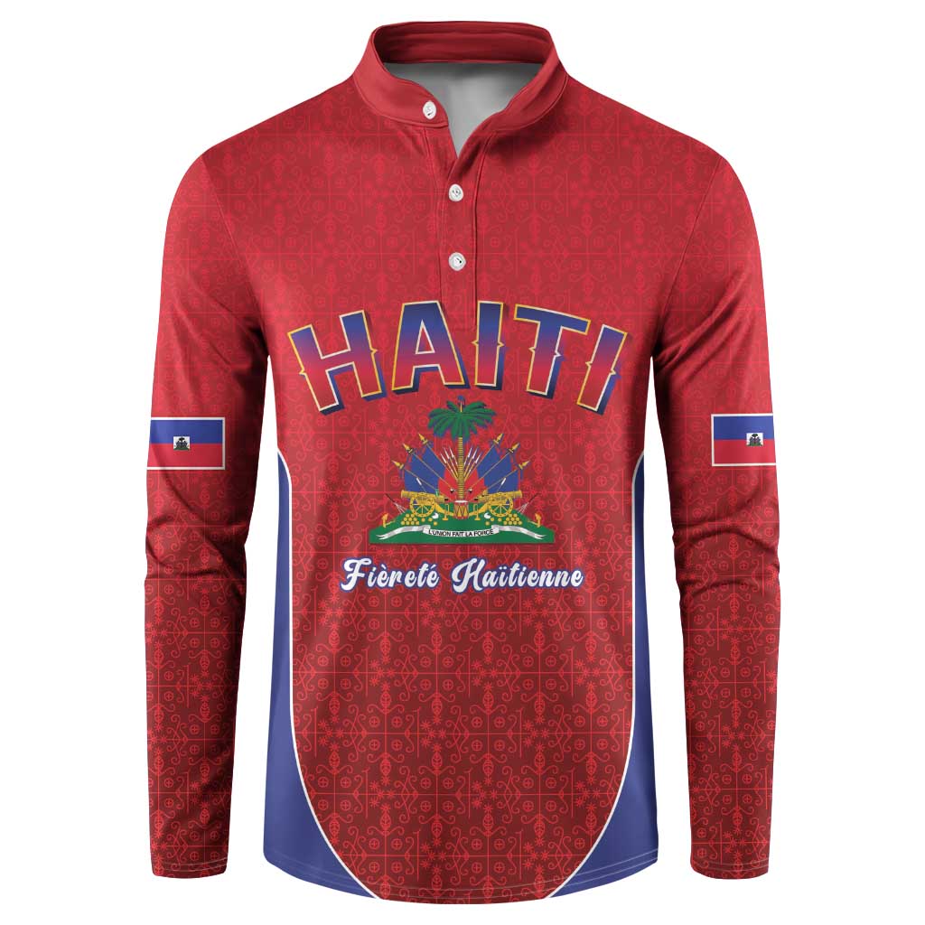 World Football Haiti 2026 Button Sweatshirt Haiti est de Retour Red Voodoo Veve Spirits - Wonder Print Shop