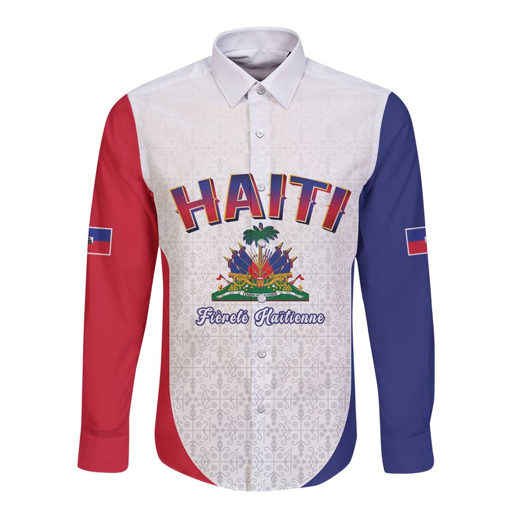 World Football Haiti 2026 Long Sleeve Button Shirt Haiti est de Retour White Voodoo Veve Spirits - Wonder Print Shop