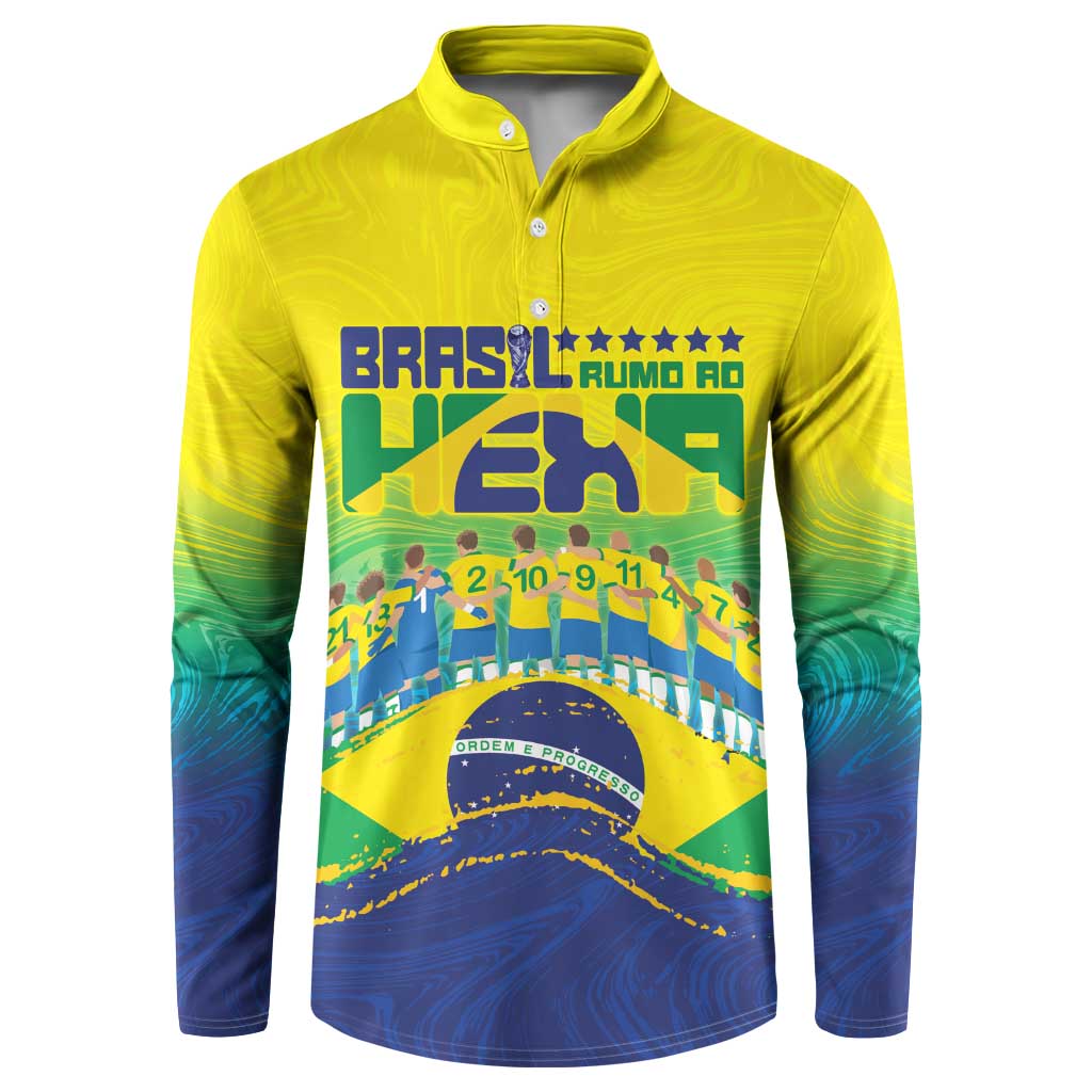 Custom Brazil WC26 Future Champions Button Sweatshirt Brasil Rumo Ao Hexa - Wonder Print Shop