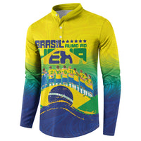 Custom Brazil WC26 Future Champions Button Sweatshirt Brasil Rumo Ao Hexa - Wonder Print Shop