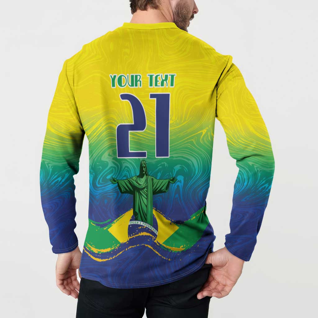 Custom Brazil WC26 Future Champions Button Sweatshirt Brasil Rumo Ao Hexa - Wonder Print Shop