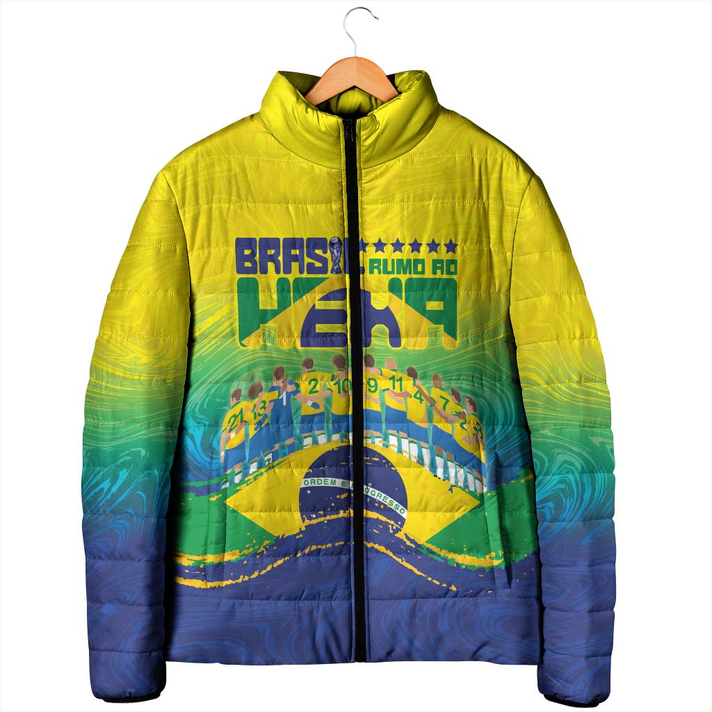 Custom Brazil WC26 Future Champions Padded Jacket Brasil Rumo Ao Hexa - Wonder Print Shop