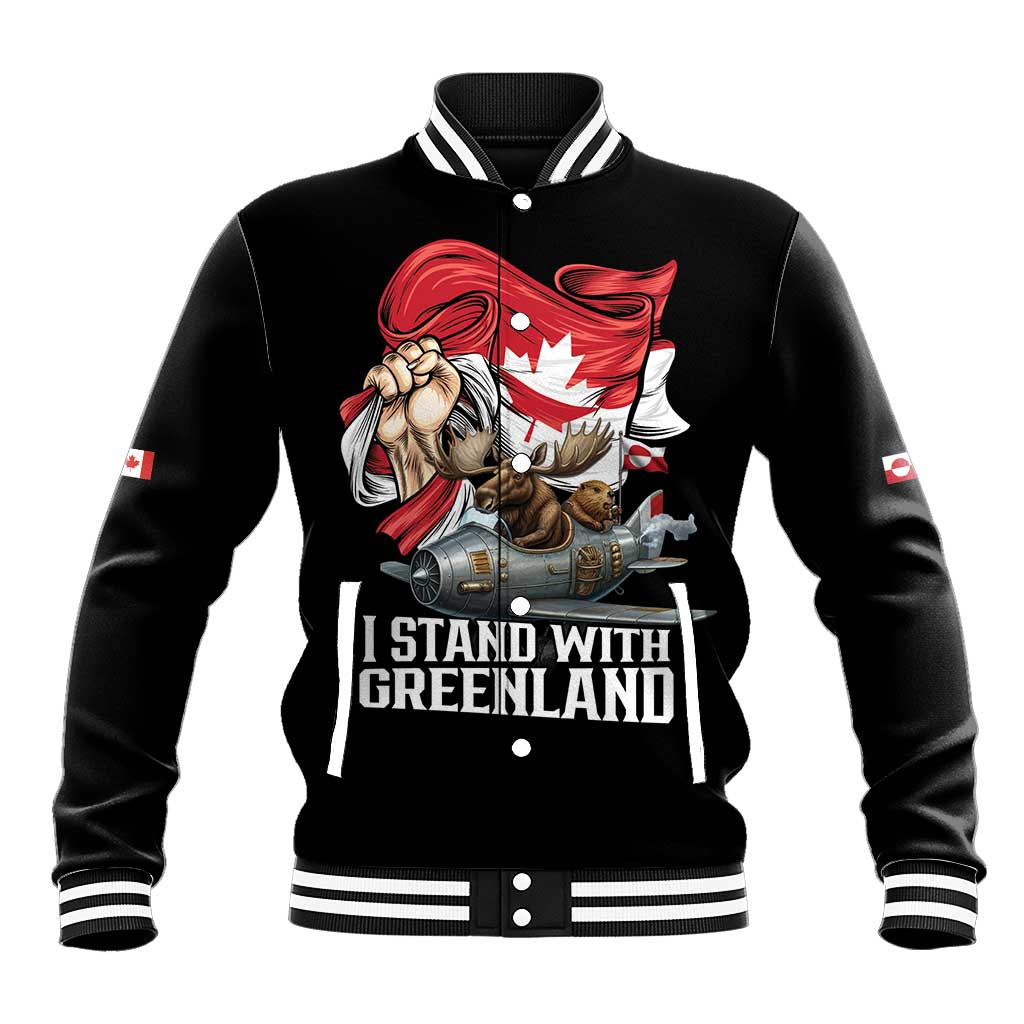 I Stand With Greenland Baseball Jacket Canadian Greenland Flag