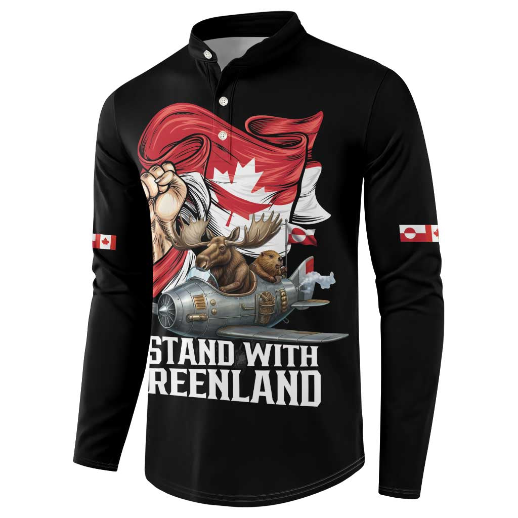 I Stand With Greenland Button Sweatshirt Canadian Greenland Flag