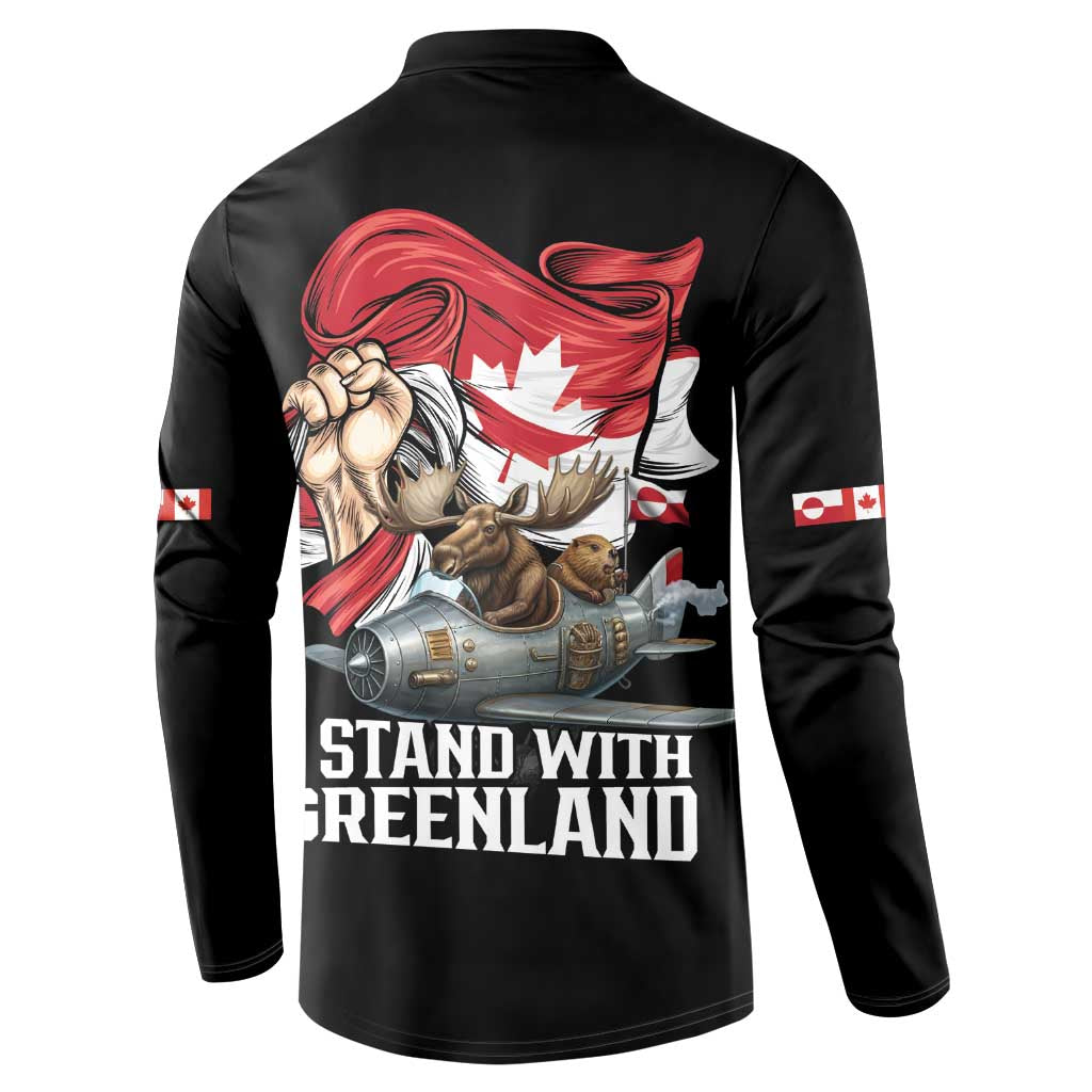 I Stand With Greenland Button Sweatshirt Canadian Greenland Flag