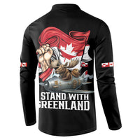 I Stand With Greenland Button Sweatshirt Canadian Greenland Flag