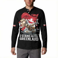 I Stand With Greenland Button Sweatshirt Canadian Greenland Flag