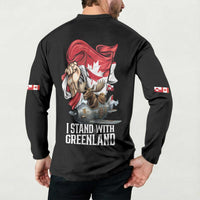I Stand With Greenland Button Sweatshirt Canadian Greenland Flag