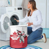 I Stand With Greenland Laundry Basket Red and White Side by Side