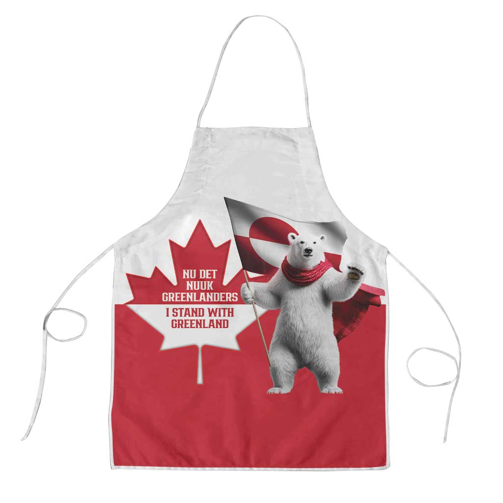I Stand With Greenland Apron Red and White Side by Side