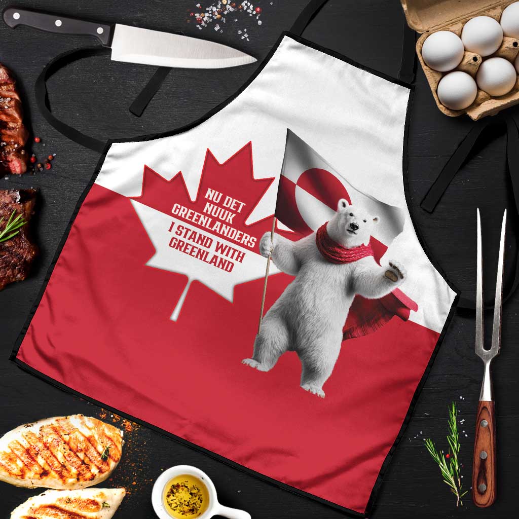 I Stand With Greenland Apron Red and White Side by Side