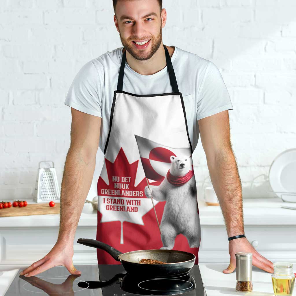 I Stand With Greenland Apron Red and White Side by Side