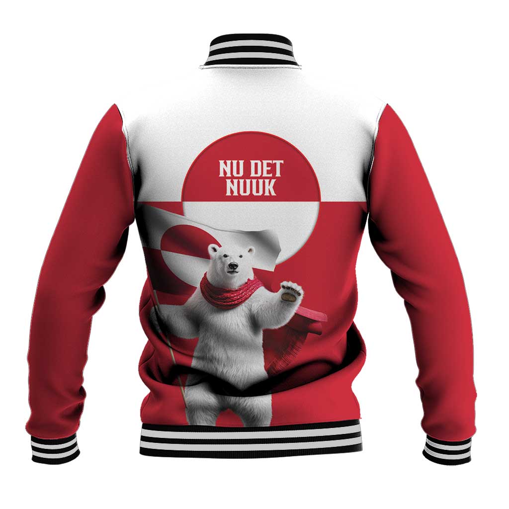 I Stand With Greenland Baseball Jacket Red and White Side by Side