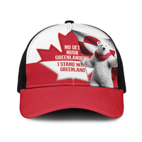 I Stand With Greenland Baseball Net Cap Red and White Side by Side