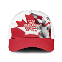 I Stand With Greenland Baseball Net Cap Red and White Side by Side