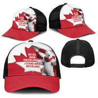 I Stand With Greenland Baseball Net Cap Red and White Side by Side