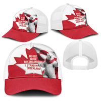I Stand With Greenland Baseball Net Cap Red and White Side by Side