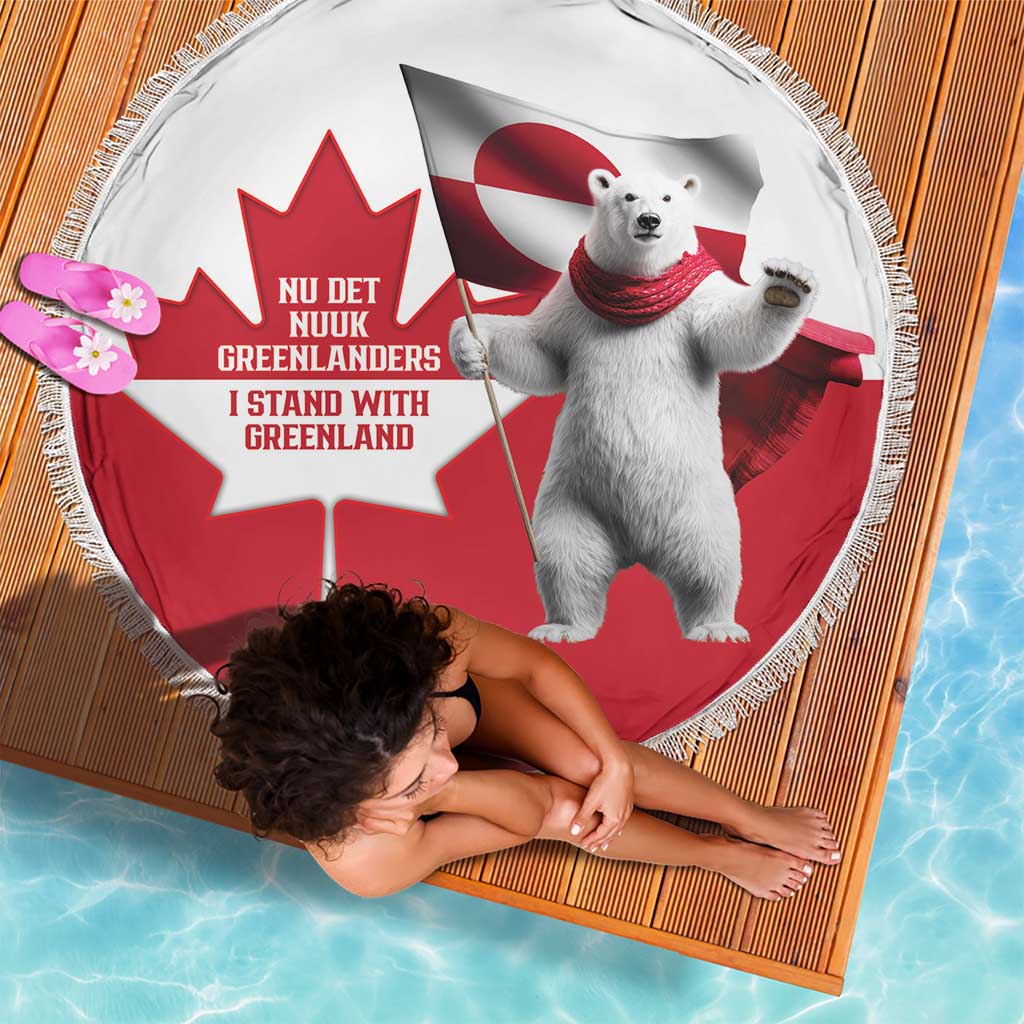 I Stand With Greenland Beach Blanket Red and White Side by Side
