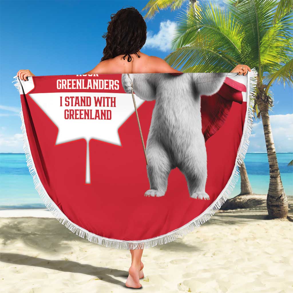 I Stand With Greenland Beach Blanket Red and White Side by Side