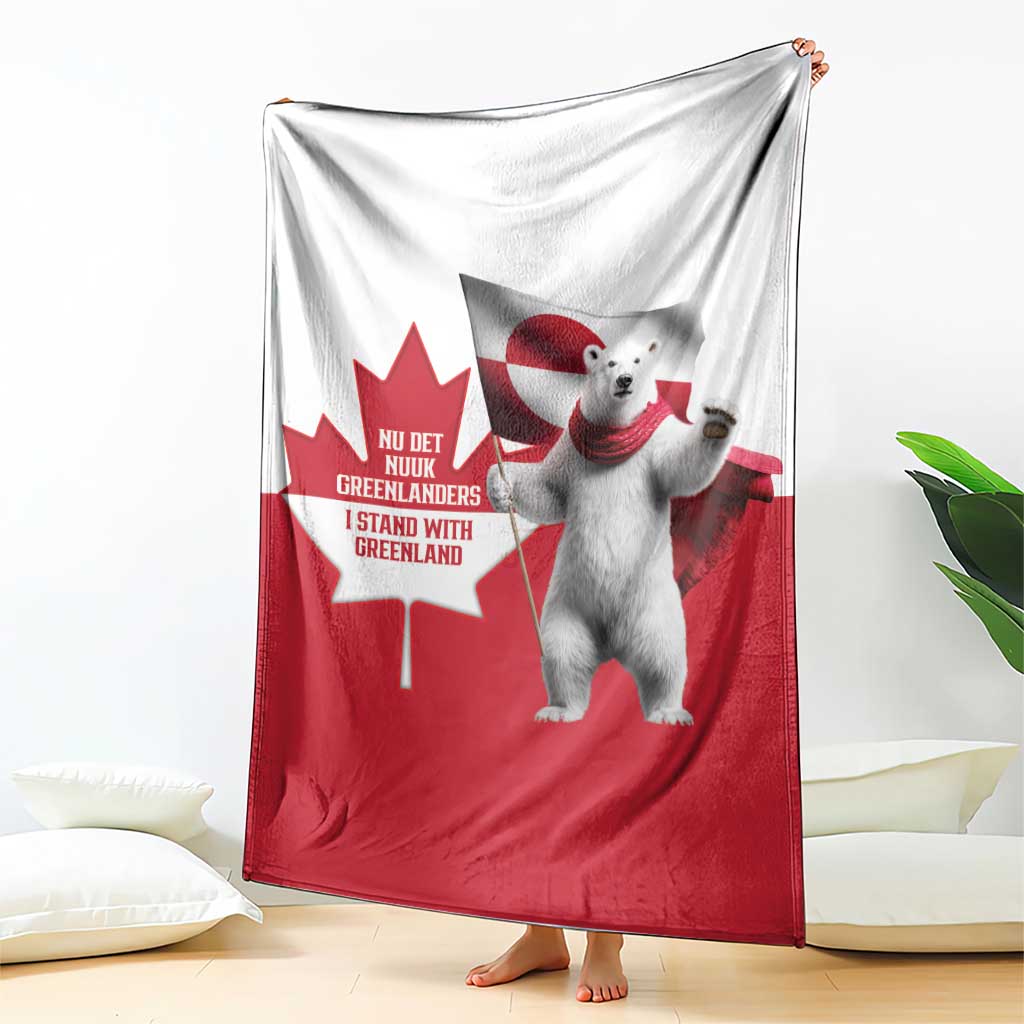 I Stand With Greenland Blanket Red and White Side by Side