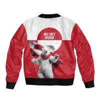 I Stand With Greenland Bomber Jacket Red and White Side by Side