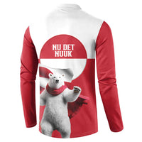 I Stand With Greenland Button Sweatshirt Red and White Side by Side