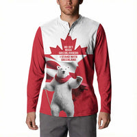 I Stand With Greenland Button Sweatshirt Red and White Side by Side