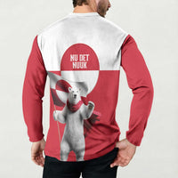 I Stand With Greenland Button Sweatshirt Red and White Side by Side