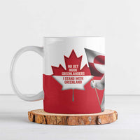 I Stand With Greenland Ceramic Mug Red and White Side by Side