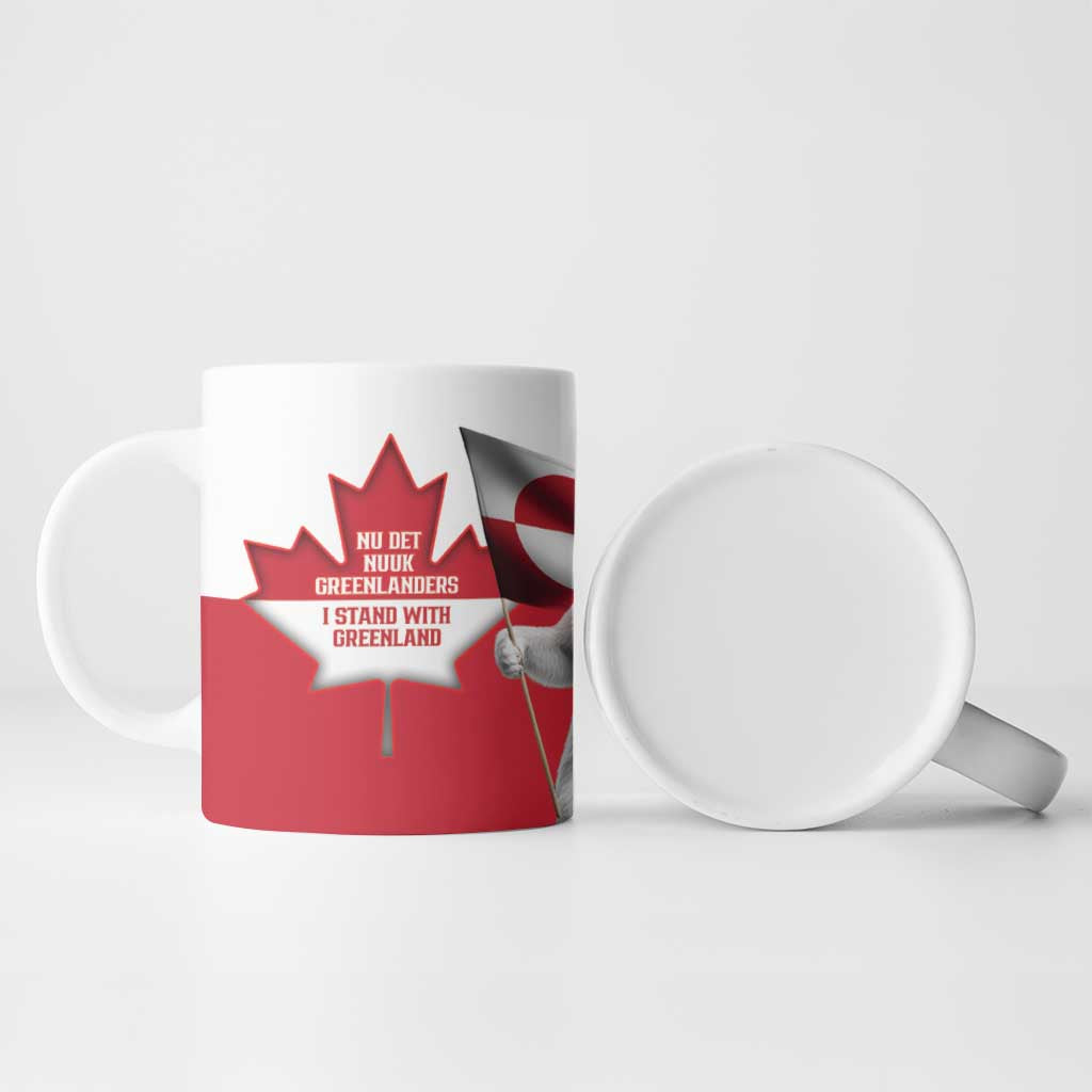 I Stand With Greenland Ceramic Mug Red and White Side by Side
