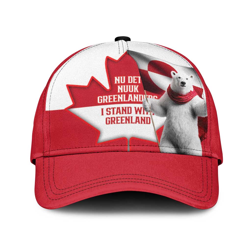 I Stand With Greenland Classic Cap Red and White Side by Side