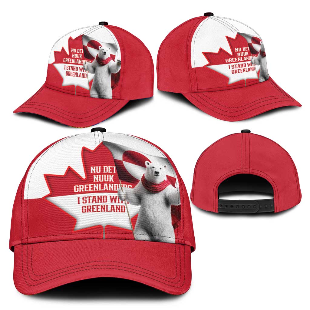 I Stand With Greenland Classic Cap Red and White Side by Side