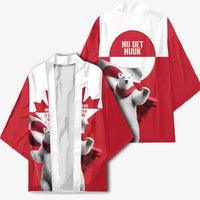 I Stand With Greenland Kimono Red and White Side by Side
