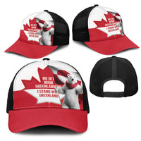 I Stand With Greenland Mesh Trucker Cap Red and White Side by Side
