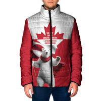 I Stand With Greenland Padded Jacket Red and White Side by Side