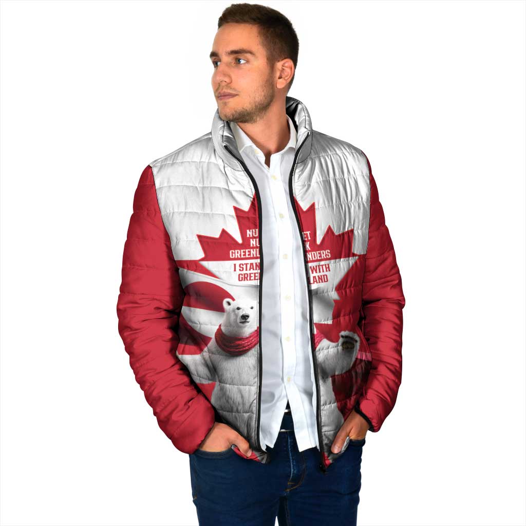I Stand With Greenland Padded Jacket Red and White Side by Side