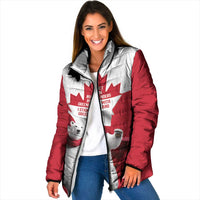 I Stand With Greenland Padded Jacket Red and White Side by Side