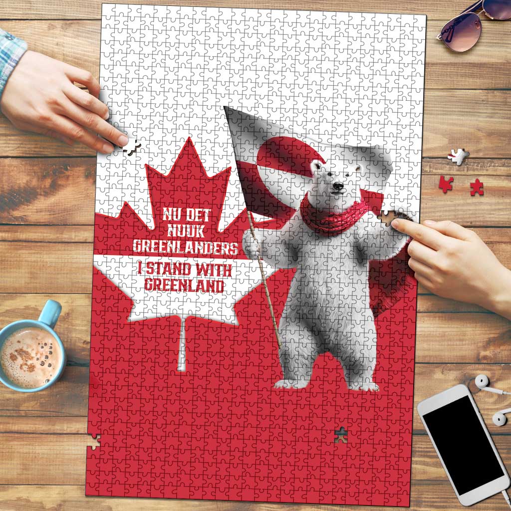 I Stand With Greenland Puzzle Red and White Side by Side
