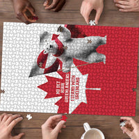 I Stand With Greenland Puzzle Red and White Side by Side
